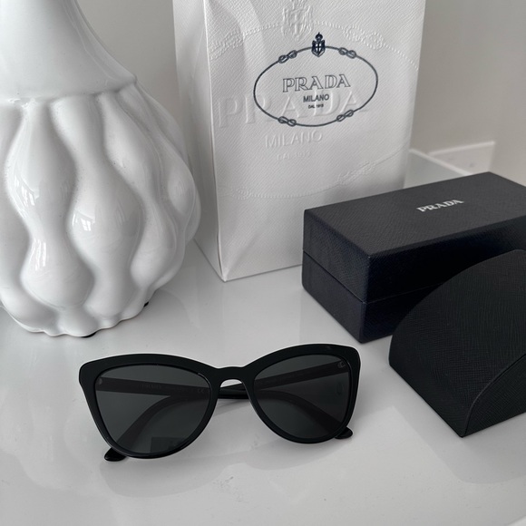 Prada Acetate Cat-Eye Sunglasses Black - Picture 6 of 7